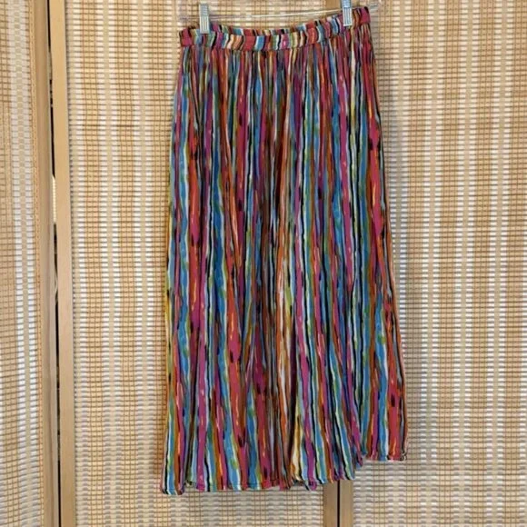 New Directions Womens M Maxi Skirt Striped Lagenlook Arty Boho Whimsical Flowy - Picture 4 of 8